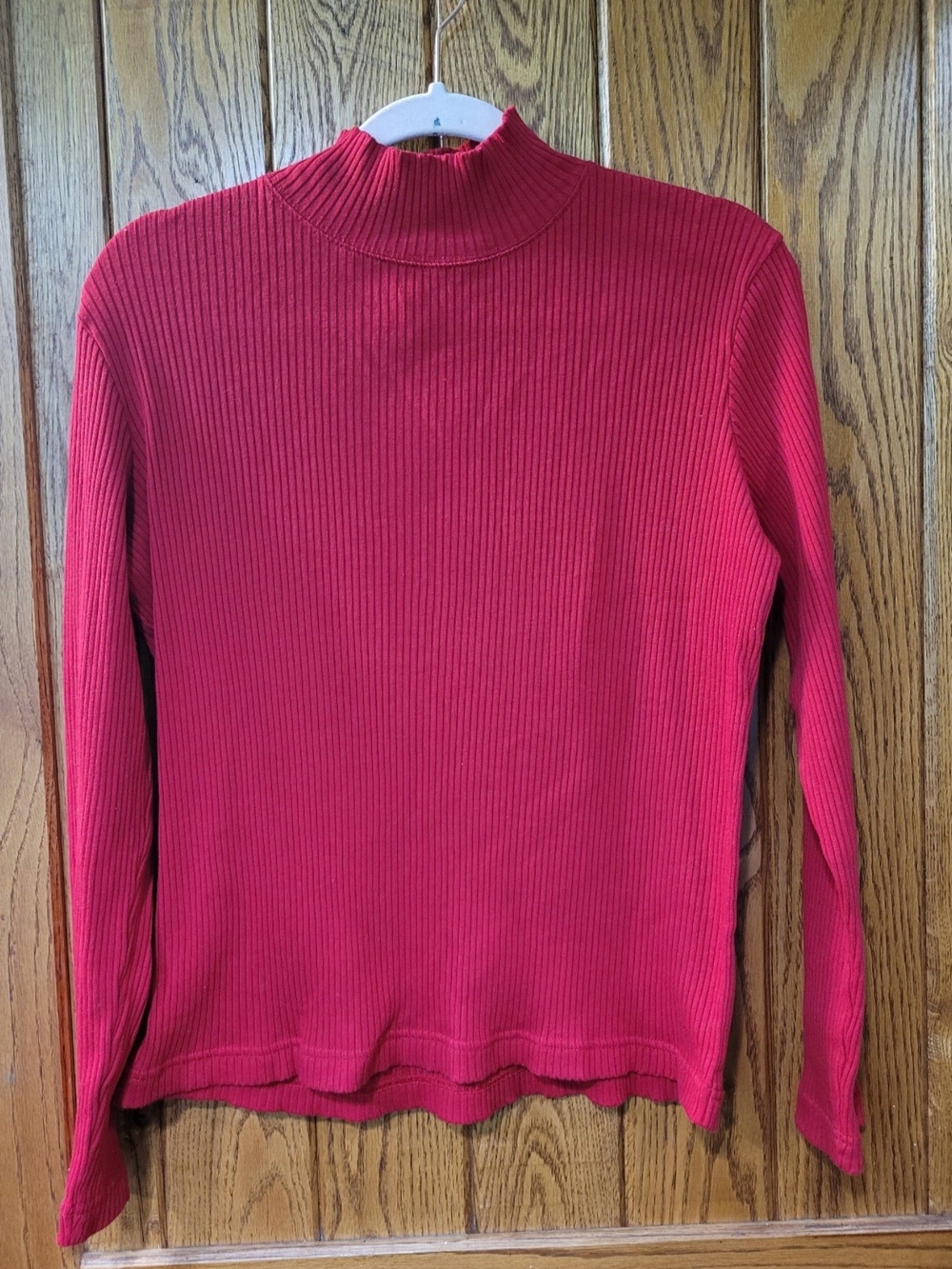 Women's Ribbed Mock Neck Sweater - Red